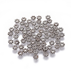 Tibetan Style Alloy Beads, Cadmium Free & Nickel Free & Lead Free, Flower, Gunmetal, 4x1mm, Hole: 1mm, about 1850pcs/1000g(TIBEB-S039-018B-NR)