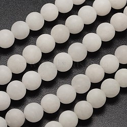 Natural White Jade Beads Strands, Frosted, Round, 8mm, Hole: 1mm, about 46pcs/strand, 14.7 inch(X-G-D671-8mm)