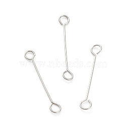 316 Surgical Stainless Steel Eye Pins, Double Sided Eye Pins, Stainless Steel Color, 15x2.5x0.4mm, Hole: 1.5mm(X-STAS-P277-A01-P)