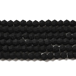 Imitate Austrian Crystal Frosted Glass Beads Strands, Grade AA, Faceted Bicone, Black, 4x4mm, Hole: 1mm, about 82~85pcs/strand, 12.01~12.2 inch(30.5~31cm)(EGLA-A039-P4mm-MD02)