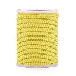 Round Waxed Polyester Cord, Taiwan Waxed Cord, Twisted Cord, Yellow, 1mm, about 12.02 yards(11m)/roll(YC-G006-01-1.0mm-04)