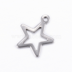 304 Stainless Steel Charms, Star, Stainless Steel Color, 15x13x0.8mm, Hole: 1mm(X-STAS-D445-078)