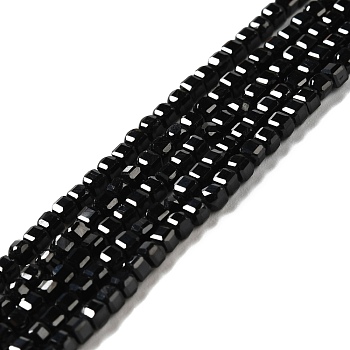 Natural Black Spinel Beads Strands, Faceted, Cube, 2.5x2.5x2.5mm, Hole: 0.7mm, about 170pcs/strand, 15.35''(39cm)