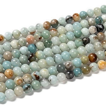 Natural Flower Amazonite Beads, Round, 6mm