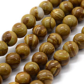 Natural Wood Lace Stone Round Bead Strands, 12mm, Hole: 1mm, about 33pcs/strand, 15.3 inch