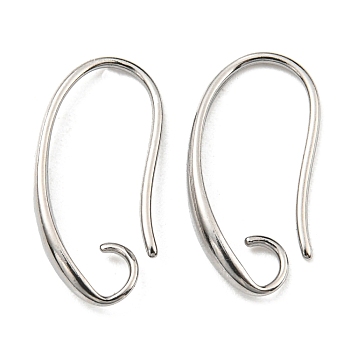 304 Stainless Steel Earring Hooks, Ear Wire with Loops, Stainless Steel Color, 20 Gauge, 18.5x8.5x3mm, Hole: 3x2.5mm, Pin: 0.8mm