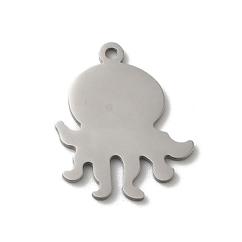 201 Stainless Steel Pendants, Laser Cut, Stainless Steel Color, Octopus, 16x13.5x1mm, Hole: 1.2mm