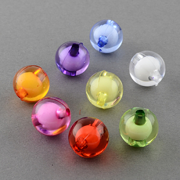 Transparent Acrylic Beads, Bead in Bead, Round, Mixed Color, 20mm, Hole: 3mm, about 120pcs/500g