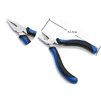 High-Carbon Steel Jewelry Pliers, Flat Nose Plier, Serrated Jaw, Blue, 125mm