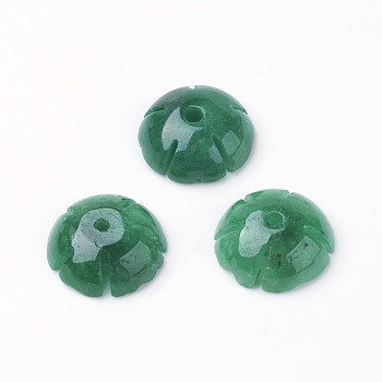 Natural Myanmar Jade/Burmese Jade Beads Caps, Dyed, Flower, 12x4mm, Hole: 1mm