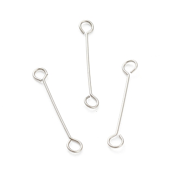 316 Surgical Stainless Steel Eye Pins, Double Sided Eye Pins, Stainless Steel Color, 15x2.5x0.4mm, Hole: 1.5mm