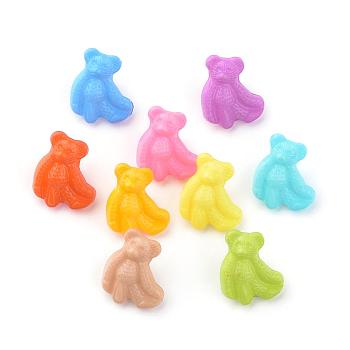 Acrylic Shank Buttons, Bear, Mixed Color, 16.5x14x2mm, Hole: 3mm