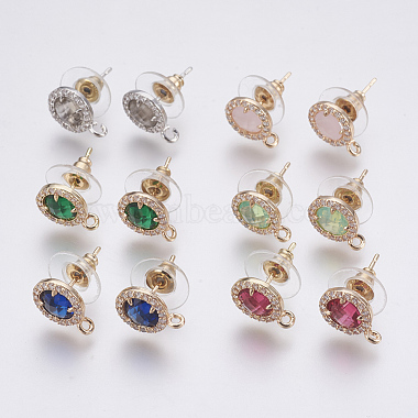 Mixed Color Mixed Color Brass+Glass Stud Earrings