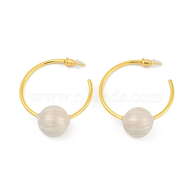 Round Brass Enamel Hoop Earrings for Women(EJEW-Q391-35G-03)-2