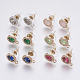 Faceted Glass Stud Earring Findings(GLAA-F084-B)-1