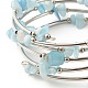 5-Loop Natural Aquamarine Chip Beaded Wrap Bracelets for Women(BJEW-JB01517-03)-5
