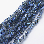 Electroplate Glass Beads Strands, Full Rainbow Plated, Faceted, Triangle, Steel Blue, 4.5x6x4.5mm, Hole: 0.5mm, about 95~100pcs/strand, 13.3 inch(34cm)(EGLA-J143-B-FR01)