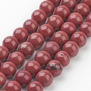 Natural Red Jasper Round Beads Strands, FireBrick, 8mm, Hole: 1mm, about 47pcs/strand, 16 inch(GSR011)