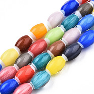 Handmade Lampwork Beads Strands, Oval, Colorful, 10.5~11.5x7.5~8mm, Hole: 1.2~2mm, about 34~37pcs/strand, 15.75 inch~15.94 inch(40~40.5cm)(LAMP-N023-004-01)