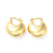 Brass Flat Round Thick Hoop Earrings for Women, Golden, 23x20x10mm, Pin: 0.8~1mm(EJEW-Q024-05G)