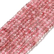 Natural Strawberry Quartz Beads Strands, Grade AA, Faceted, Cube, 3~3.5x3~3.5x3~3.5mm, Hole: 0.6mm, about 121~124pcs/strand, 15.55''(39.5cm)(G-D470-08)