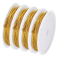 Eco-Friendly Copper Wire, Round Beading Wire, with Spool, Long-Lasting Plated, Real 14K Gold Plated, 18 Gauge, 1mm, about 8.2 Feet(2.5m)/roll, 4roll/bag(CWIR-SC0001-04E-G)