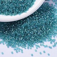 MIYUKI Delica Beads, Cylinder, Japanese Seed Beads, 11/0, (DB1248) Transparent Caribbean Teal AB, 1.3x1.6mm, Hole: 0.8mm, about 20000pcs/bag, 100g/bag(SEED-J020-DB1248)
