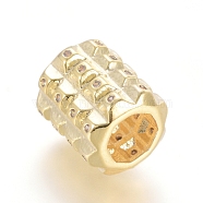 Brass Micro Pave Cubic Zirconia Beads, Column, Clear, Golden, 10.5x9mm, Hole: 5.5mm(ZIRC-G162-11G)