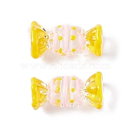 Transparent Acrylic Beads, with Enamel, Candy, Yellow, 29.5x14x15.5mm, Hole: 5mm(FIND-E028-02B)