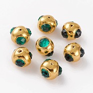 Glass Beads, with Golden Tone Brass Findings, Faceted Nuggets, 22.5~23.5x22~23x20~20.5mm, Hole: 1.6mm(GLAA-C100-03G-A)