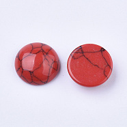 Dyed Synthetic Turquoise Flat Back Dome Cabochons, Half Round, Red, 11.5x4.5mm(TURQ-Q102-01J)