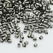 Brass Tube Crimp Beads, Cadmium Free & Lead Free, Gunmetal, about 2mm wide, 2mm long, hole: 1.5mm, about 900pcs/10g(X-E003-B)