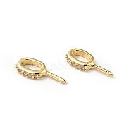 Rack Plating Brass Micro Pave Clear Cubic Zirconia Peg Bails, Screw Eye Peg Bails, Cadmium Free & Nickel Free & Lead Free, Real 18K Gold Plated, 12x1.5x5mm, Hole: 4.5x2.5mm, Pin: 1mm(KK-H431-58G)