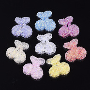 Epoxy Resin Cabochons, with Sequins/Paillette, Cherry, Mixed Color, 23x22.5x8mm(RESI-T041-13A-01)