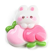 Rabbit Theme Opaque Resin Cabochons, Hot Pink, Peach, 24x23x7.5mm(RESI-C042-01D)