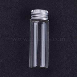 Empty Glass Bead Storage Tubes, with Platinum Plated Screw Aluminum Cap and Silicone Stopper, Column, Clear, 8x2.2cm, Capacity: 20ml(AJEW-WH0035-01-20ml)