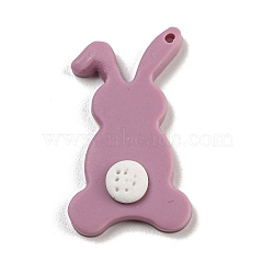 Handmad Polymer Clay Pendants, Rabbit, Old Rose, 32x19x4.5mm, Hole: 1.8mm(CLAY-E008-03A)