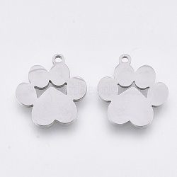 201 Stainless Steel Pendants, Laser Cut Pendants, Dog Paw Prints, Stainless Steel Color, 16.5x15x1mm, Hole: 1.4mm(X-STAS-T044-122P)