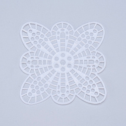 Plastic Mesh Canvas Sheets, for Embroidery, Acrylic Yarn Crafting, Knit and Crochet Projects, Flower, White, 8.5x8.5x0.14cm, Hole: 4x4mm(DIY-M007-08)