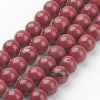 Natural Red Jasper Round Beads Strands, FireBrick, 8mm, Hole: 1mm, about 47pcs/strand, 16 inch