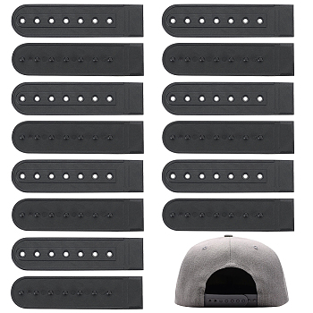 PE Plastic 7 Holes Hats Replacement Fasteners Buckle, Strap Extender, Baseball Cap Cowboy Hat Snap Strap Clip, Black, 81x20x4mm, Hole: 2.6mm, 48 Sets/box