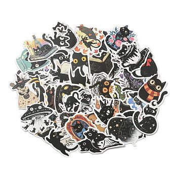 50Pcs/set Paper Stickers, for DIY Photo Album Diary Scrapbook Decoration, Cat Shape, 35~73x35~75x0.2mm