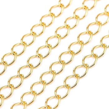 Brass Twisted Chains, Curb Chains, Soldered, with Spool, Lead Free & Nickel Free & Cadmium Free, Golden, 4x3x0.45mm, about 301.83 Feet(92m)/roll
