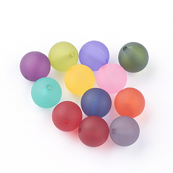 Transparent Acrylic Beads, Frosted, Round, Mixed Color, 11.5~12mm, Hole: 2mm, about 88pcs/85g