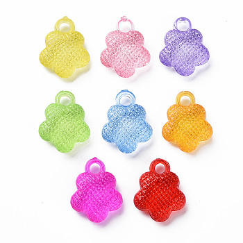 Transparent Acrylic Pendants, Flower, Mixed Color, 19x15x5mm, Hole: 3mm