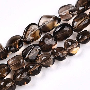 Natural Smoky Quartz Beads Strands, Tumbled Stone, Nuggets, 13~18x8~13x8~13mm, Hole: 1.5mm, about 30pcs/strand, 15.7 inch