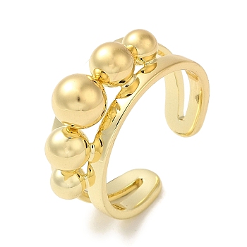 Brass Open Cuff Rings, Multi-Ball Ring, Anxiety Ring for Women, Real 18K Gold Plated, 5~8mm, Inner Diameter: 17mm