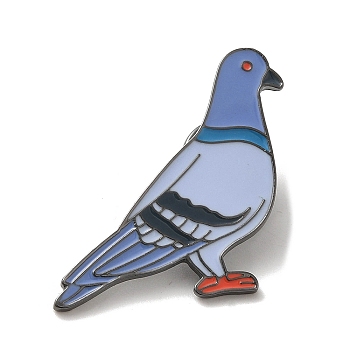 Enamel Pins, Alloy Brooches for Backpack Clothes, Pigeon, Gunmetal, 41x37x1.5mm