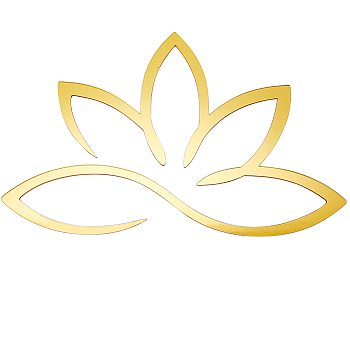 Lotus Acrylic Mirror Wall Stickers, with Self-adhesion, for Home Wall Cabinet Decorations, Gold, 298x200x1.5mm