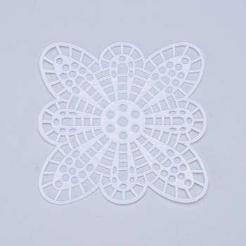 Plastic Mesh Canvas Sheets, for Embroidery, Acrylic Yarn Crafting, Knit and Crochet Projects, Flower, White, 8.5x8.5x0.14cm, Hole: 4x4mm